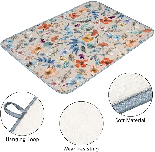Miniatura 4 de Tapete de secado de platos de flores coloridas de estilo bohemio para encimera de cocina absorbente y reversible de microfibra tapete escurridor de