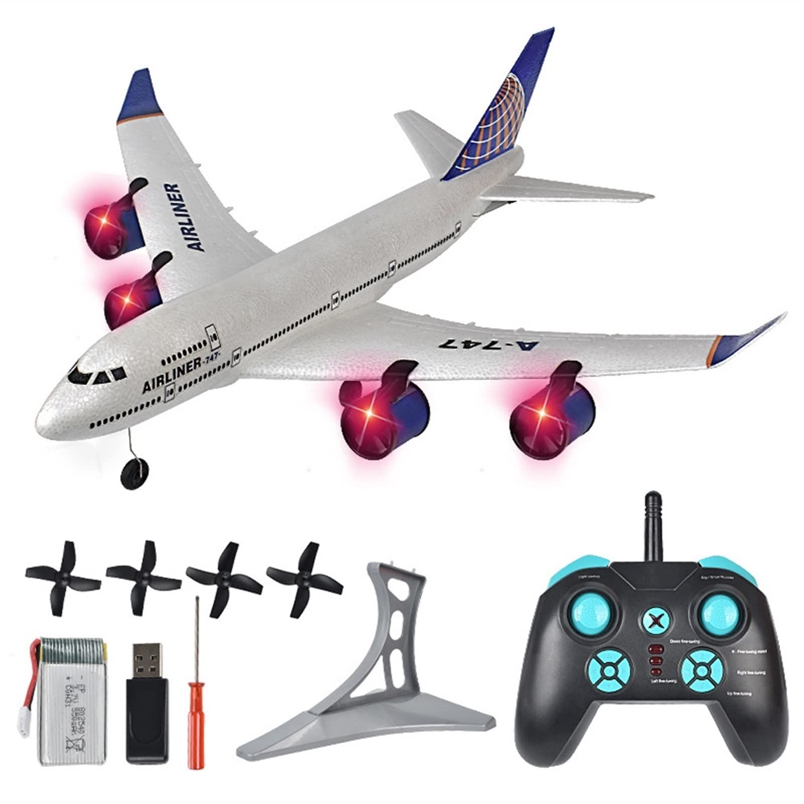 Hebxmf Rc Airplane Remote Control Passenger Aircraft Drone Toy Rc Airliner Four Motor Rc Plane 2.4Ghz Remote Control Airplane Epp Foam Drop Resistant Rc Aircraft Toy Gift