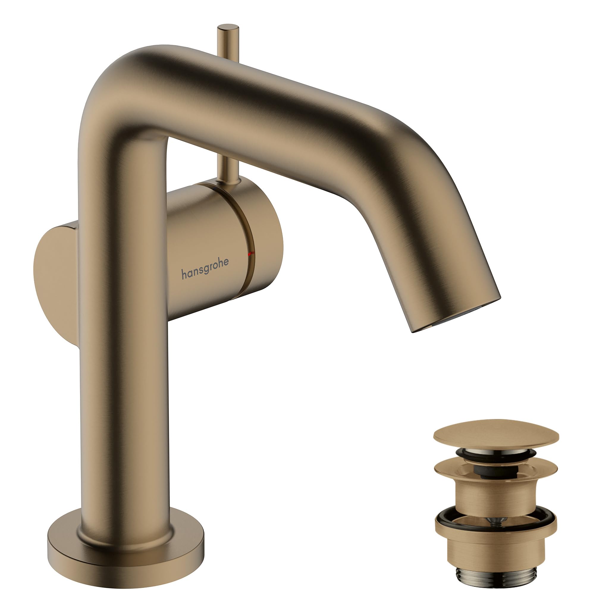 Hansgrohe Brushed Bronze 73320140 Tecturis S Single Lever Basin Mixer 110 Fine Coolstart Ecosmart+ With Push-Open Waste Set, Spout Height 110Mm