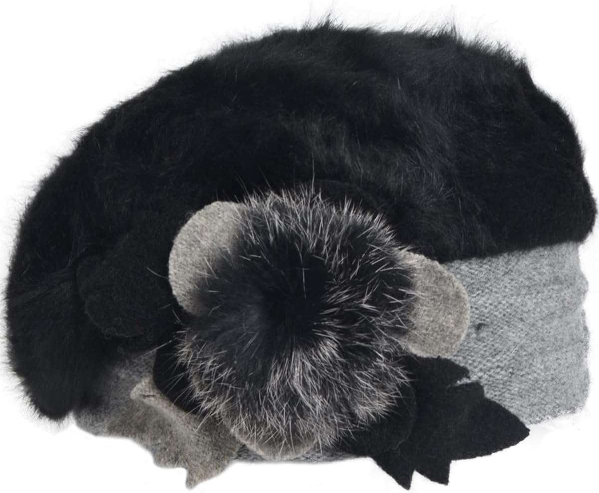 VECRY Lady French Beret 100% Wool Beret Floral Dress Beanie Winter Hat - Image 2