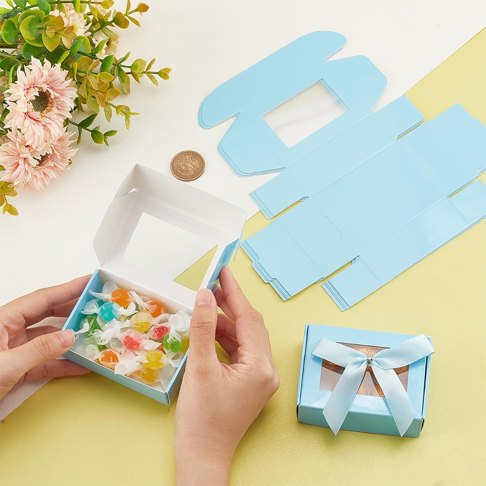 PH PandaHall 12 Scatole Regalo A Forma Di Casa In Cartone Bianco Con Finestra E Nastro – 12.5x12.5x13.5 Cm Per Biscotti, Bomboniere E Dolci - copertina