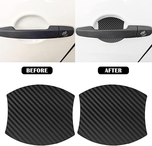 Miniatura 3 de kingsea 4 protectores de arañazos para manija de puerta de automóvil, textura magnética extraíble de fibra de carbono 3D, textura de fibra de