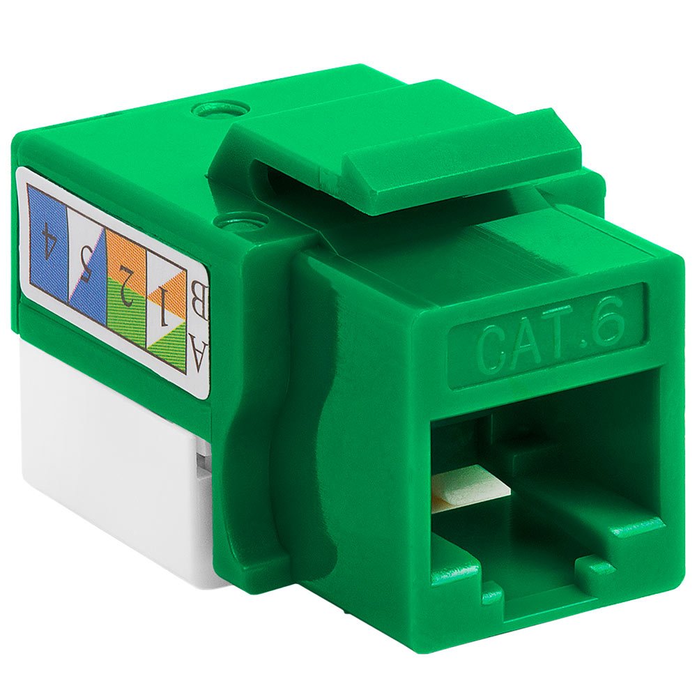 Cmple RJ45 Keystone Jack 90 stopni Cat6 Keystone Jack Insert Punch Down RJ45 Złącza żeńskie do płyt ściennych, paneli krosowych, kabli Ethernet - zielony