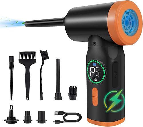 Plumero de aire comprimido, limpiador de teclado de 105000 rpm, plumero de aire eléctrico sin enlatado, reutilizable, repuesto de plumero de aire,