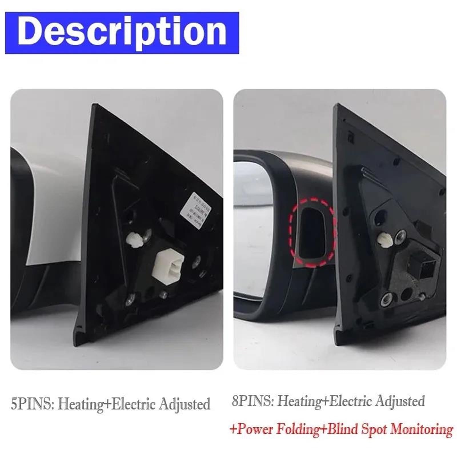 Specchietto Retrovisore Laterale Specchietto retrovisore esterno per auto per Chevy per Monza 2019 2020 2021 2022 2023(3PINS-L All black)