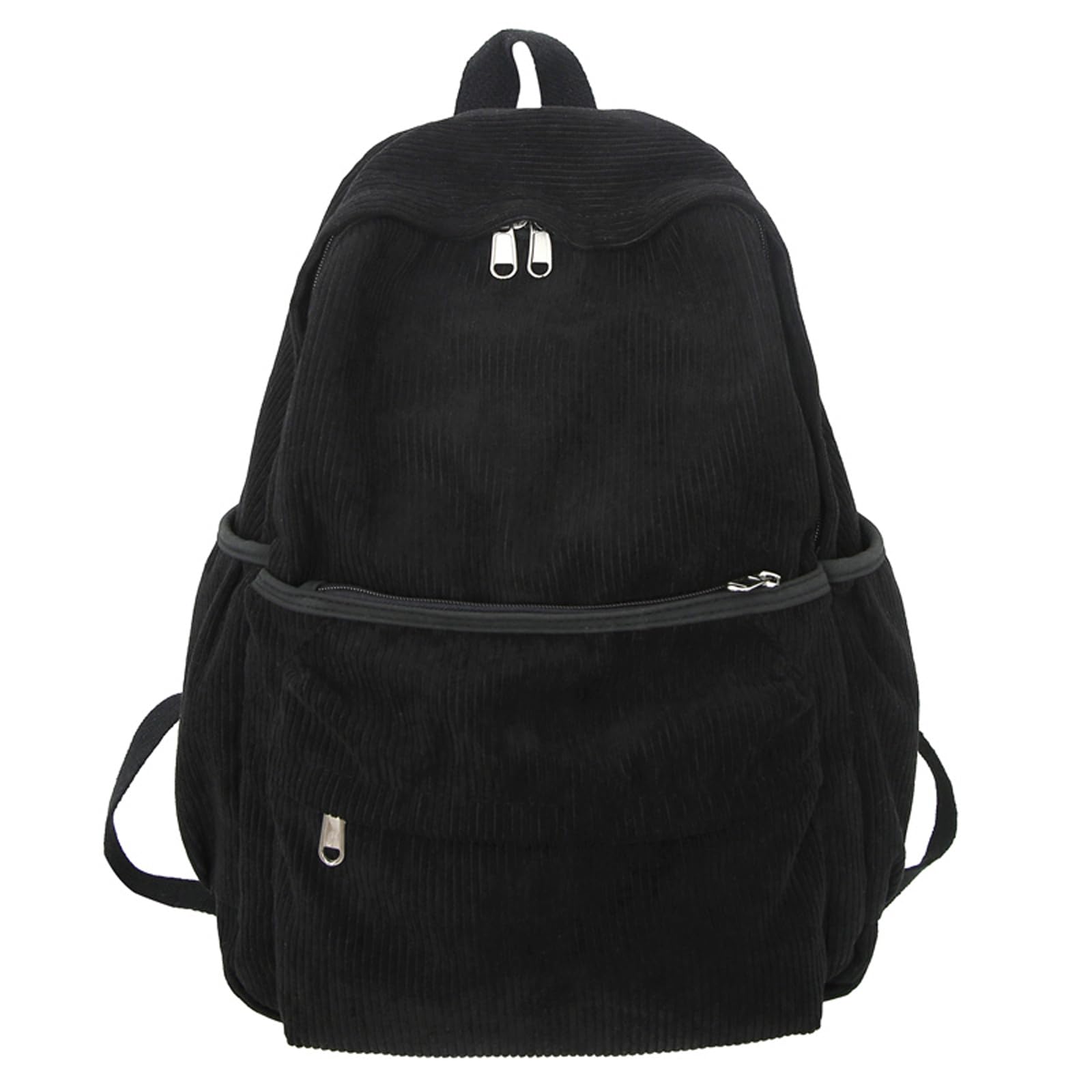 Lamprod Aesthetic Backpack Cute Backpack Corduroy Backpack School Supplies Laptop Bag for Teens Girls Women Students Solid Color(Black)