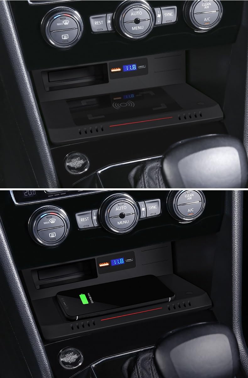 Bezprzewodowa ładowarka do telefonu QI 15 W, szybka, dla Tiguan, 2017 2018 2019 2020 2021, dla MK2 Panel bezprzewodowego ładowania pojazdu