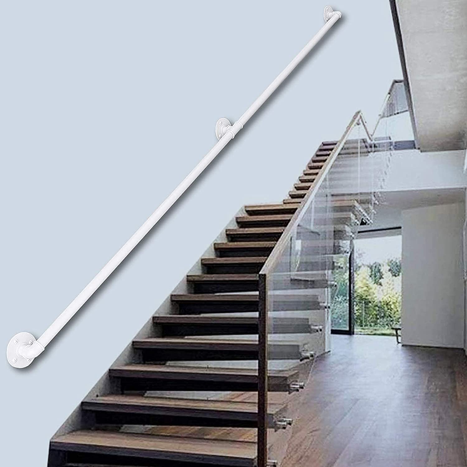Rampe d'escalier en tube de fer blanc haute sécurité 4 m