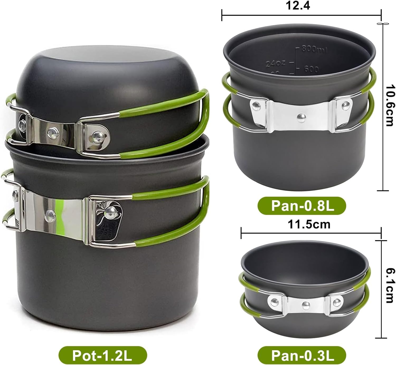 Pentole da Campeggio,9 Pezzi Set di Gavetta Campeggio,Kit Pentole Cucina per Campeggio con Fornello da Campeggio,Tazza,Posate Pieghevoli,Moschettone,Ideale per Picnic Escursioni Pesca Barbecue