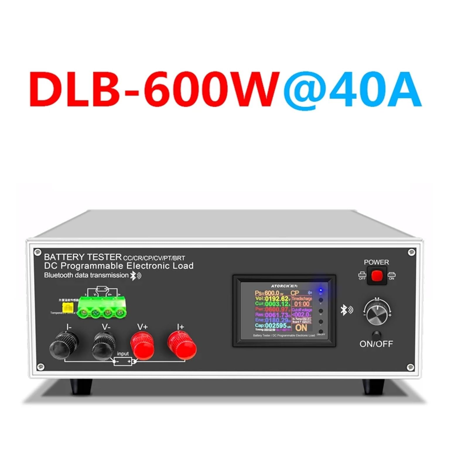Probador de carga electrónica DLB-600W 200V 40A DC, herramientas programables de capacidad de temperatura de batería de coche de resolución de alta precisión
