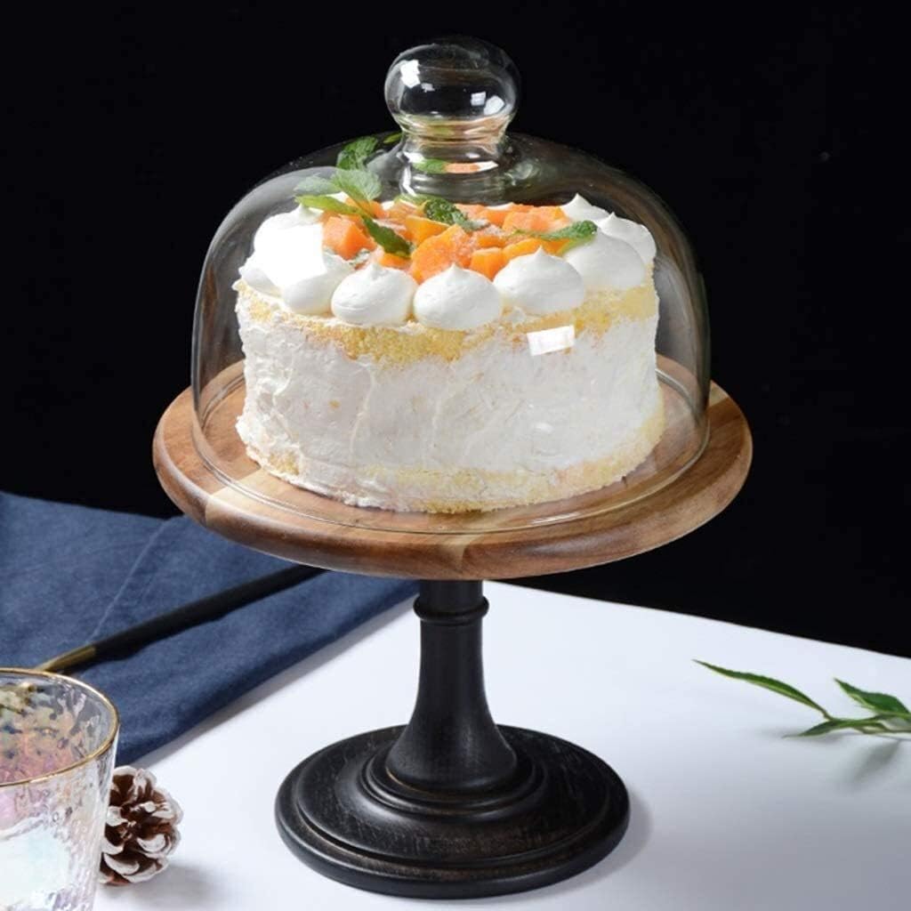 Chip Dip Server Solid Wood Pallet Cheese Cake and Pastry Dome Supermarket The Mall Dessert Dust-Proof Fresh Dome (Size : 25.8cm) (25.8cm)