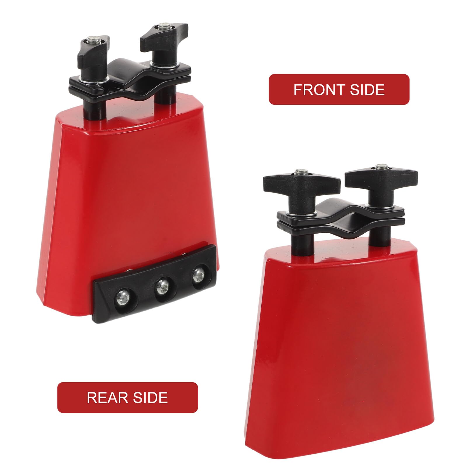 FRCOLOR Metal Cowbell Accessory con Striscia Mute Resistente Campanaccio Rosso Montabile per Batteria Strumento Percussione con Suono Nitido e Facile per Musicisti