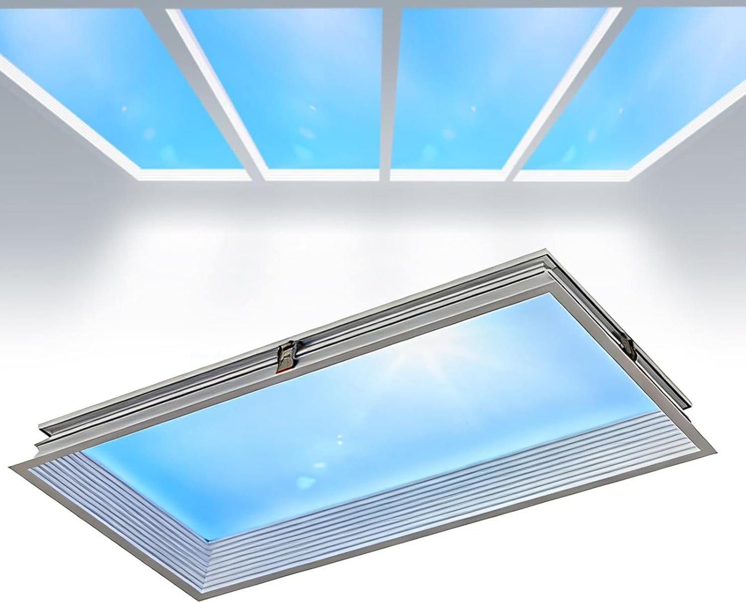 Inteligentna lampa sufitowa niebieska, 72 W, sztuczne światło, wpuszczana, z efektem naturalnego światła, regulowana temperatura barwowa, symulacja rytmu światła dziennego, pilot zdalnego sterowania