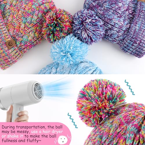 Girl Beanies Pompom Winter Knitted Hat Toddler Beanies Infant Winter Hat Cap for Boys Girls(3M-12T)4