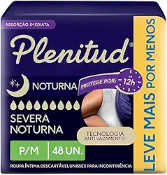 Plenitud Roupa Íntima Noturna para Incontinência P/M - 48 Un