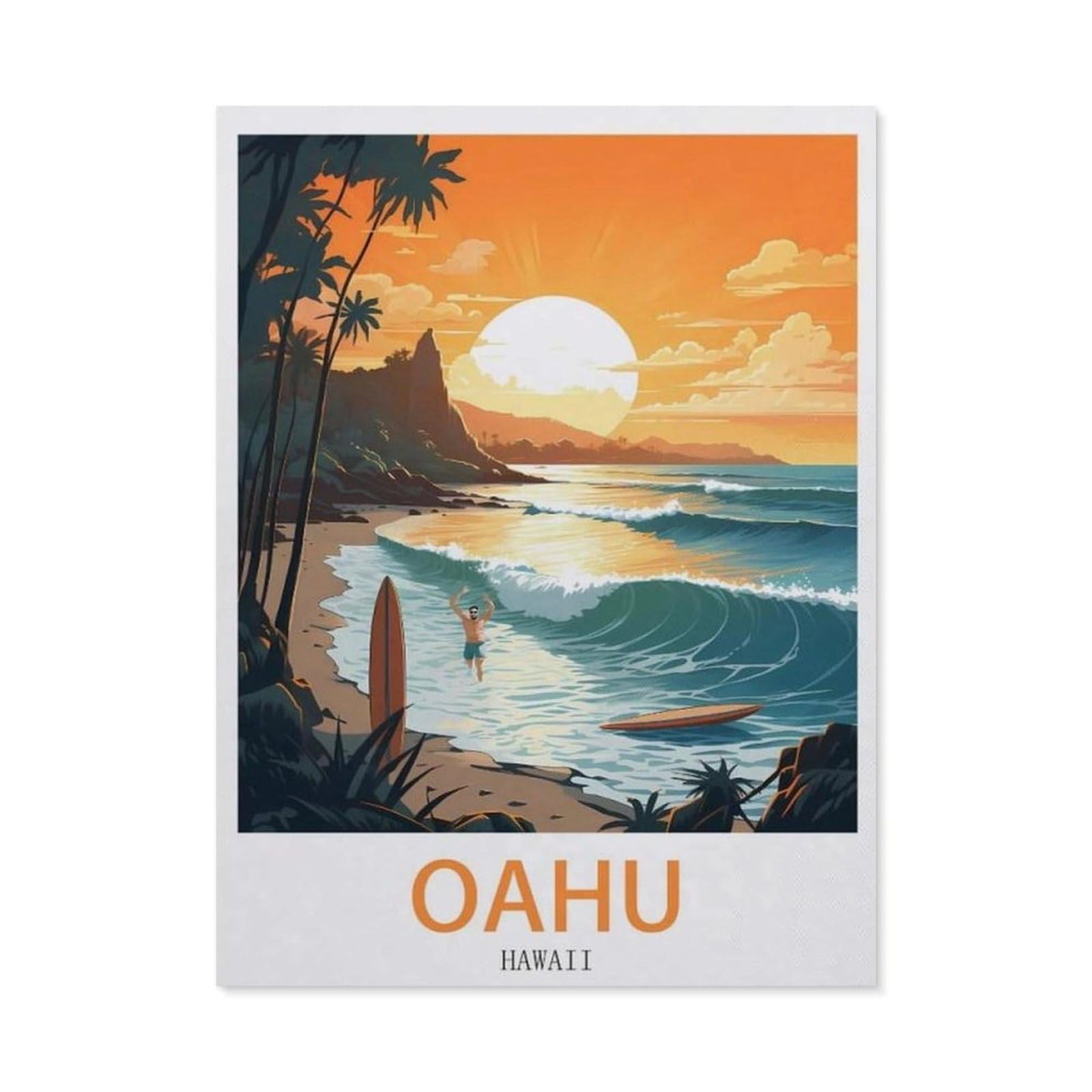 Funny Metal Tin Signs，Oahu Hawaii(30x40cm）