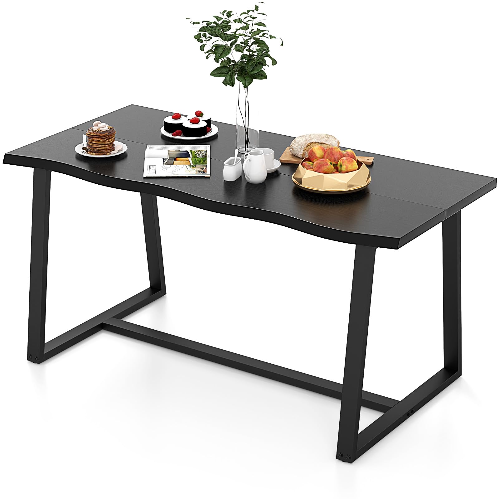GIANTEX 63 inch Dining Table in a dining room setting with benches