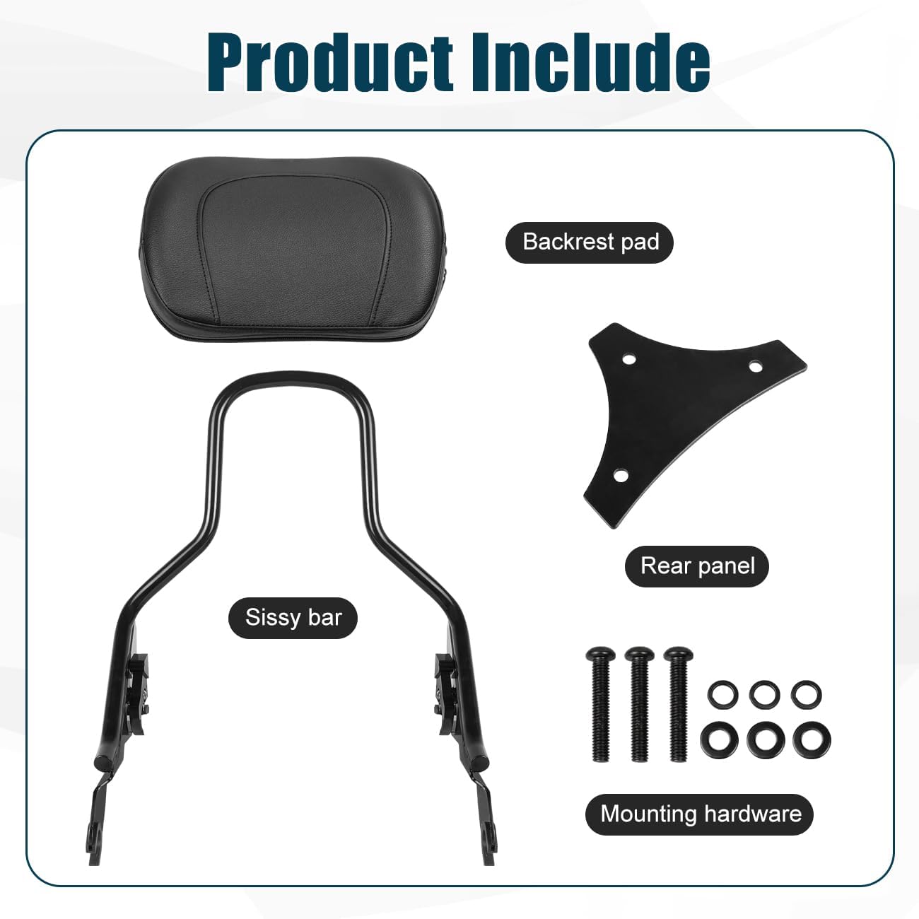 Detachable Upright Passenger Backrest Sissy Bar With Backrest Pad Compatible With for 2009-2025 Harley Touring Street Glide Road King Electra Glide Road Glide FLHR FLHX FLHT FLTR,Black