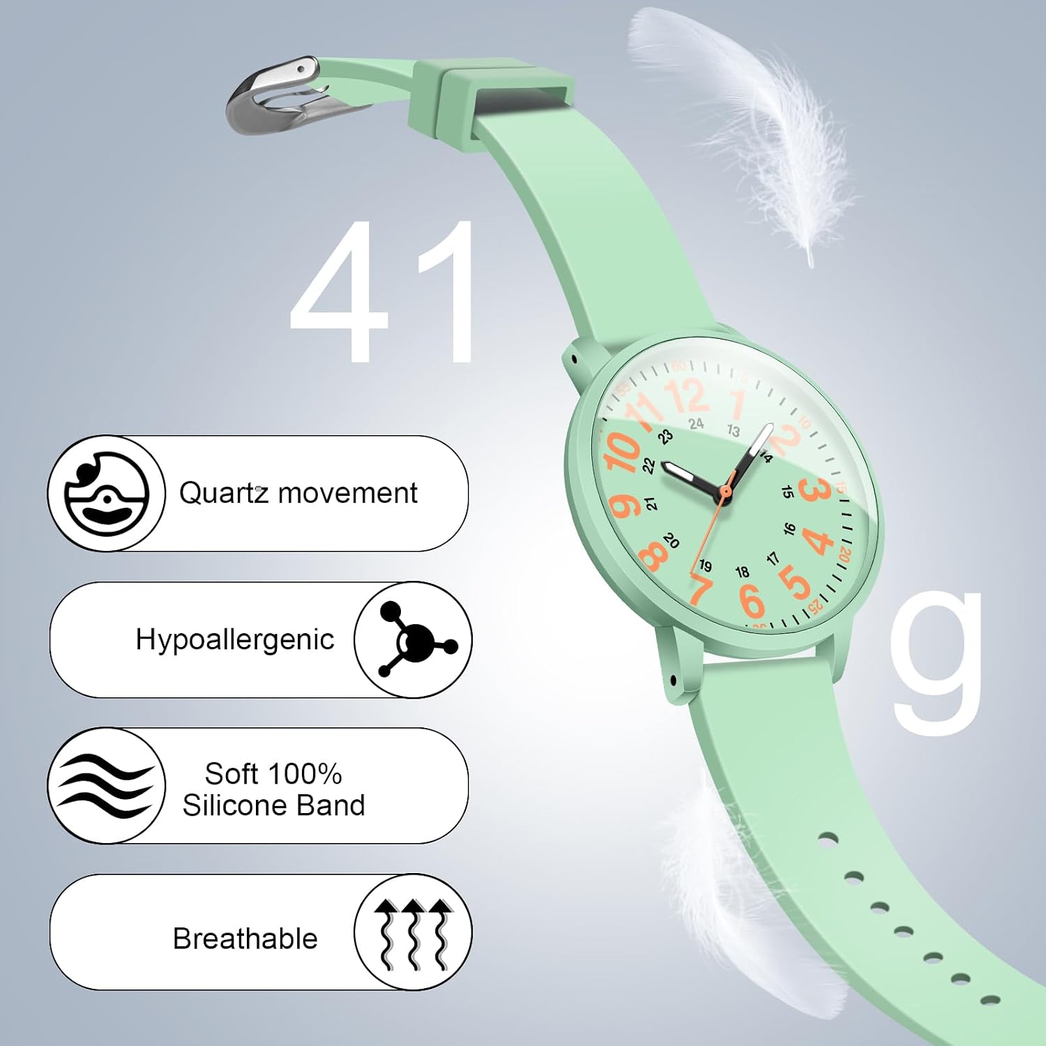 Asan Ge 38MM 3ATM Waterproof Wear Resistant Anti-Scratch Analog Nurse Watch 12/24 Hour Luminouse with Second Hand Military Time Big Face Easy to Read,Soft Breathable Easy to Clean Gift for Women