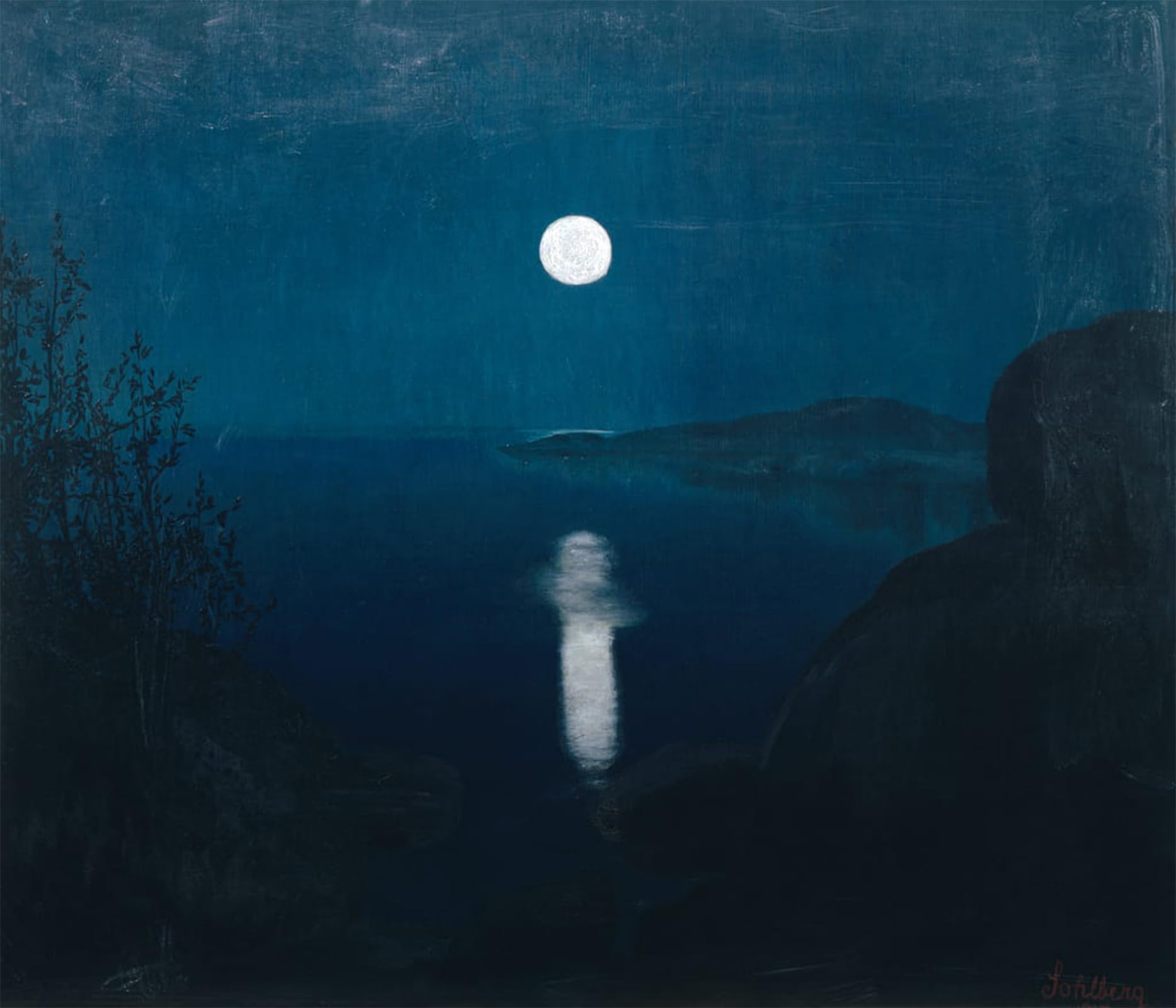 ARTXLXXBN Famous Art Print Poster Vintage Wall Art Moonlight by Harald Oscar Sohlberg Canvas Art Poster for Home Decor 60x90cm