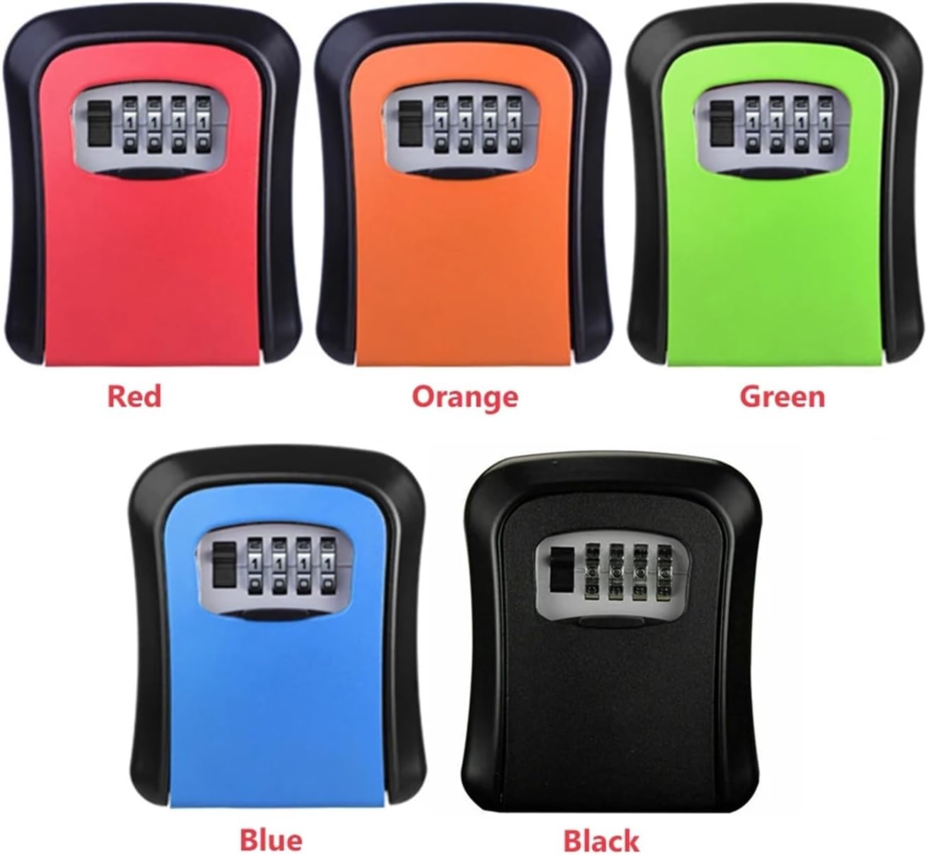 Key Safe Key Storage Secret Box 4 Digit Combination Password Wall Mount Key Safe Organizer Box ABS Plastics for Indoor Outdoor Key U Disk(Black) (Orange)