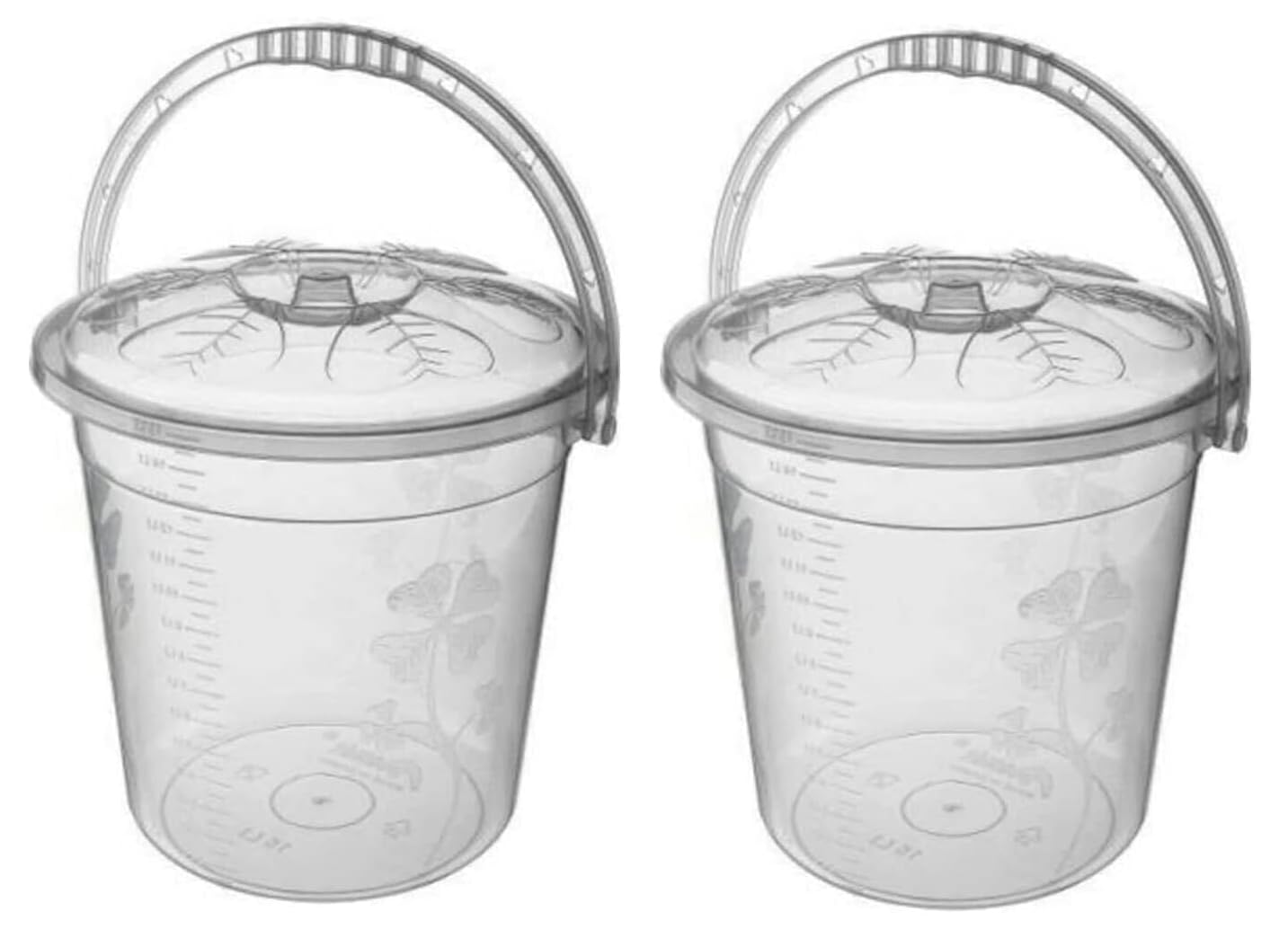 Best House | Clear Plastic Bucket with Lid Handle | 15 Litres | Transparent | 2 Pcs | Household Bucket | Storage Buckets Bin Container, Multipurpose Use for Home, Garden and Workshops (Pack of 2)