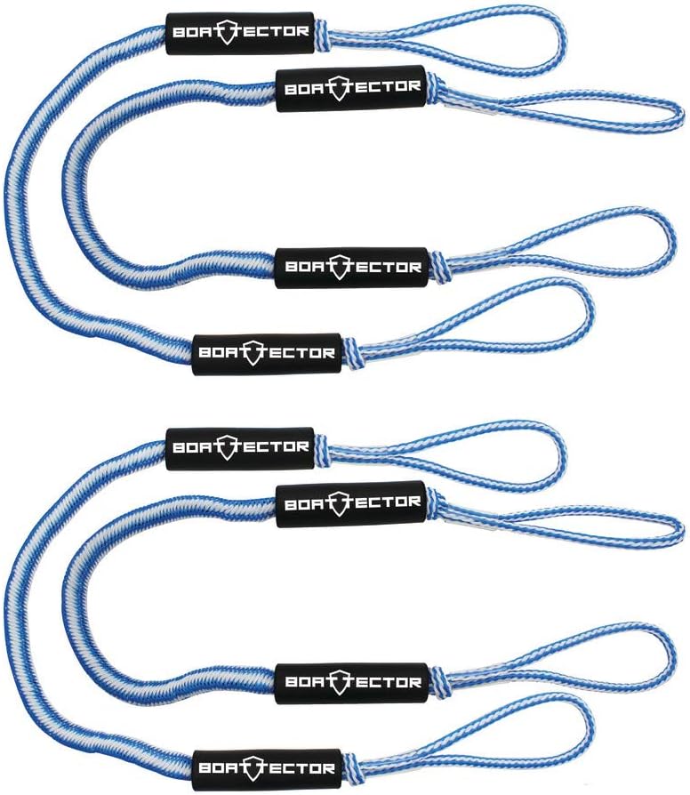 Extreme Max 3006.3303 BoatTector Bungee Dock Line Value 4-Pack - 6', Blue/White