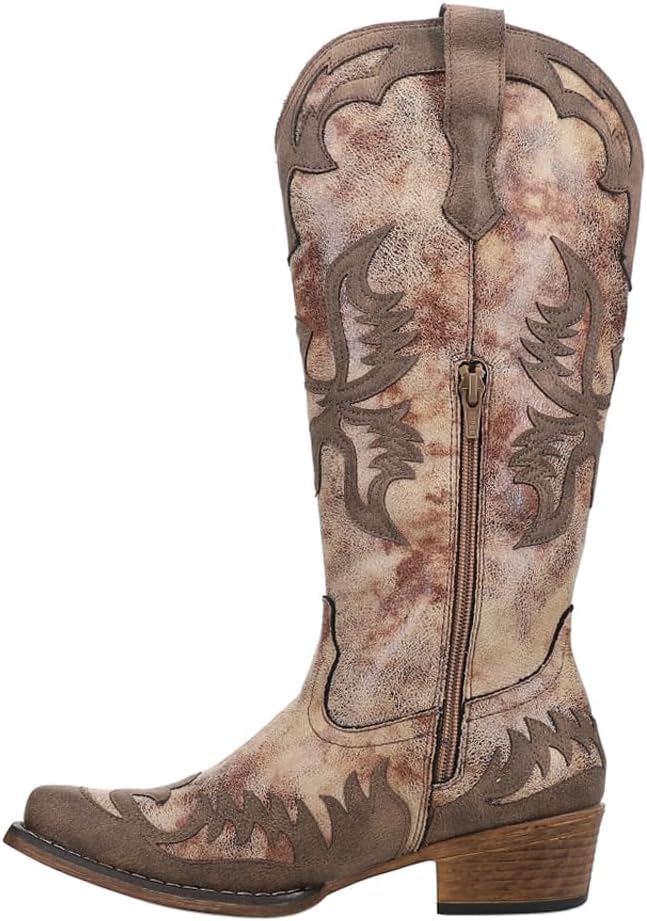 ROPER Womens Maria Snip Toe Casual Boots Mid Calf Low Heel 1-2" - Brown