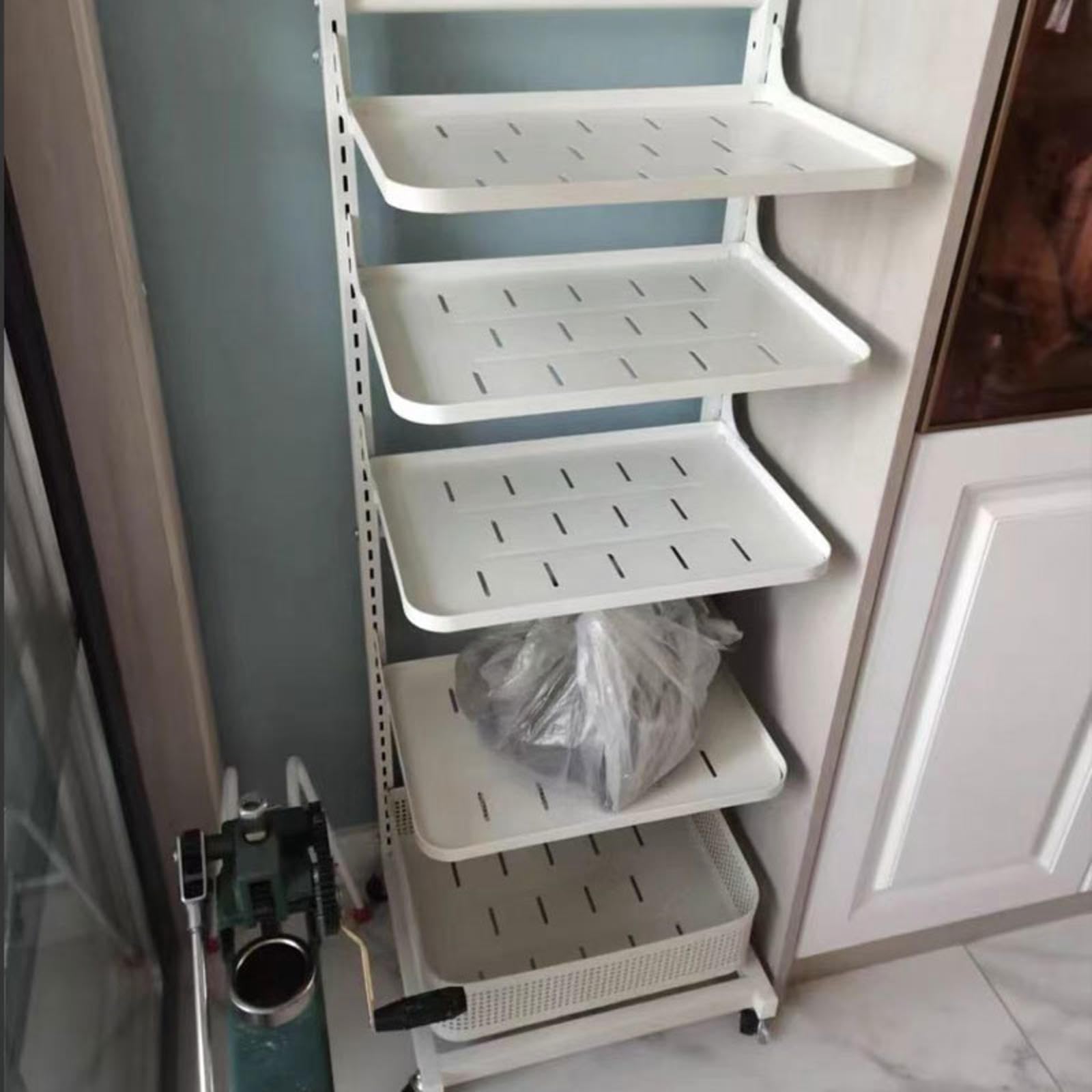 Generico Organizer Cucina Porta pentole organizzatore Cucina angolare Organizer Cucina pentole e padelle mobili salvaspazio Camera,Black-5 * 4boards*1basket