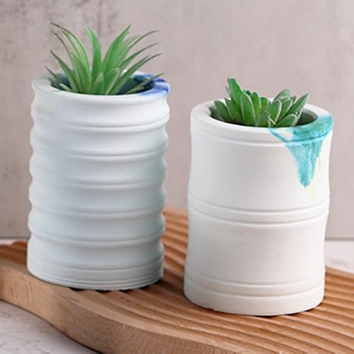 Miniatura 4 de Florero cilíndrico de yeso a rayas Molde de silicona Molde de silicona para suculentas Molde de hormigón Soporte de pluma de arcilla de cemento