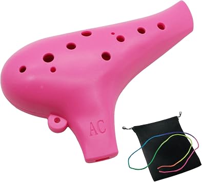 Aestivate 12-Hole Ocarina Alto C, Pink, Plastic, Easy to Learn, with Neck-strap and Protective Bag