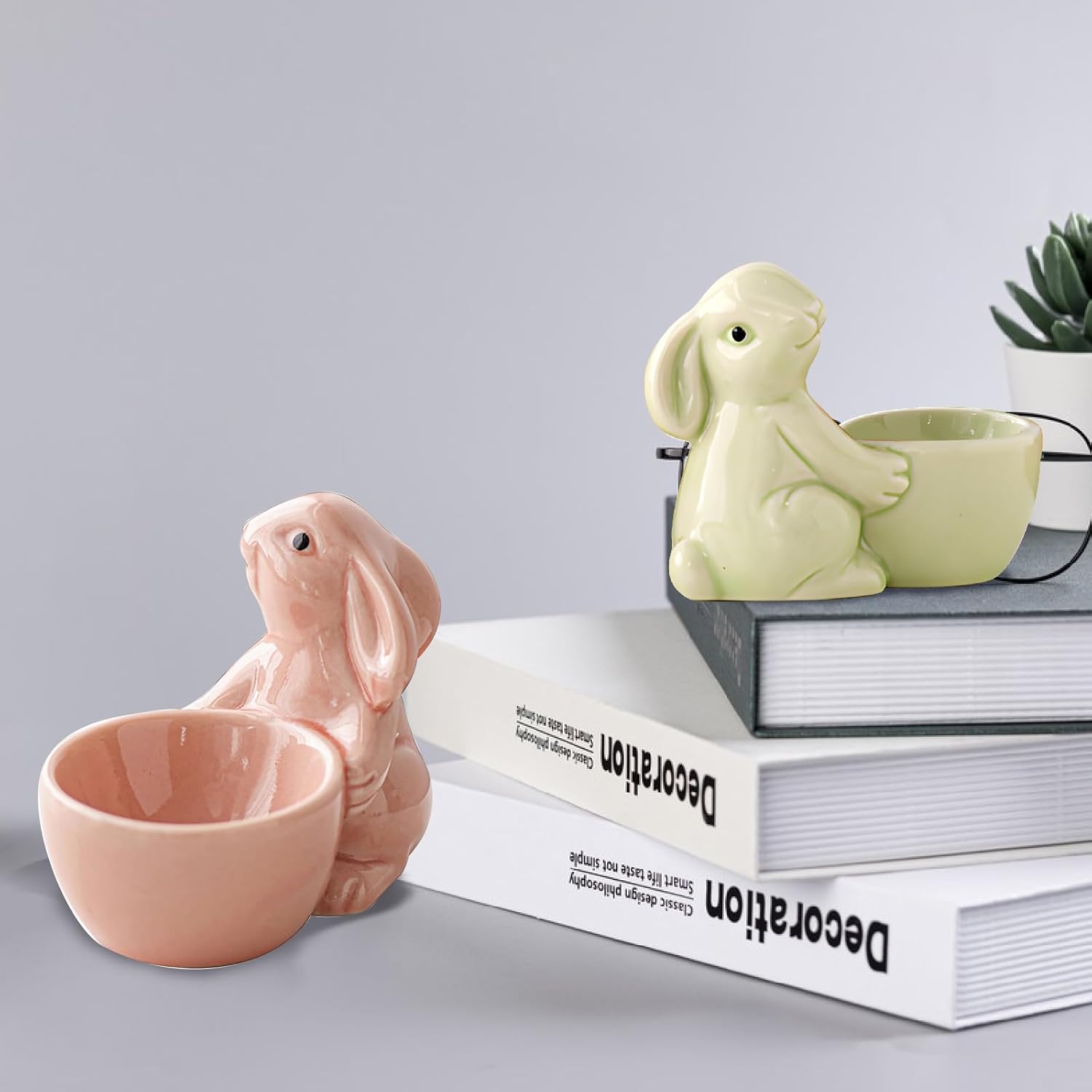 Egg Cups for Soft Boiled Eggs, Easter Egg Holder Soft Boiled Egg Cups Creative Egg Display Stand Ceramic Rabbit Bunny Egg Cup Holder for Home Decor Kitchen Utensils Easter Bunny Egg Stand Decoration