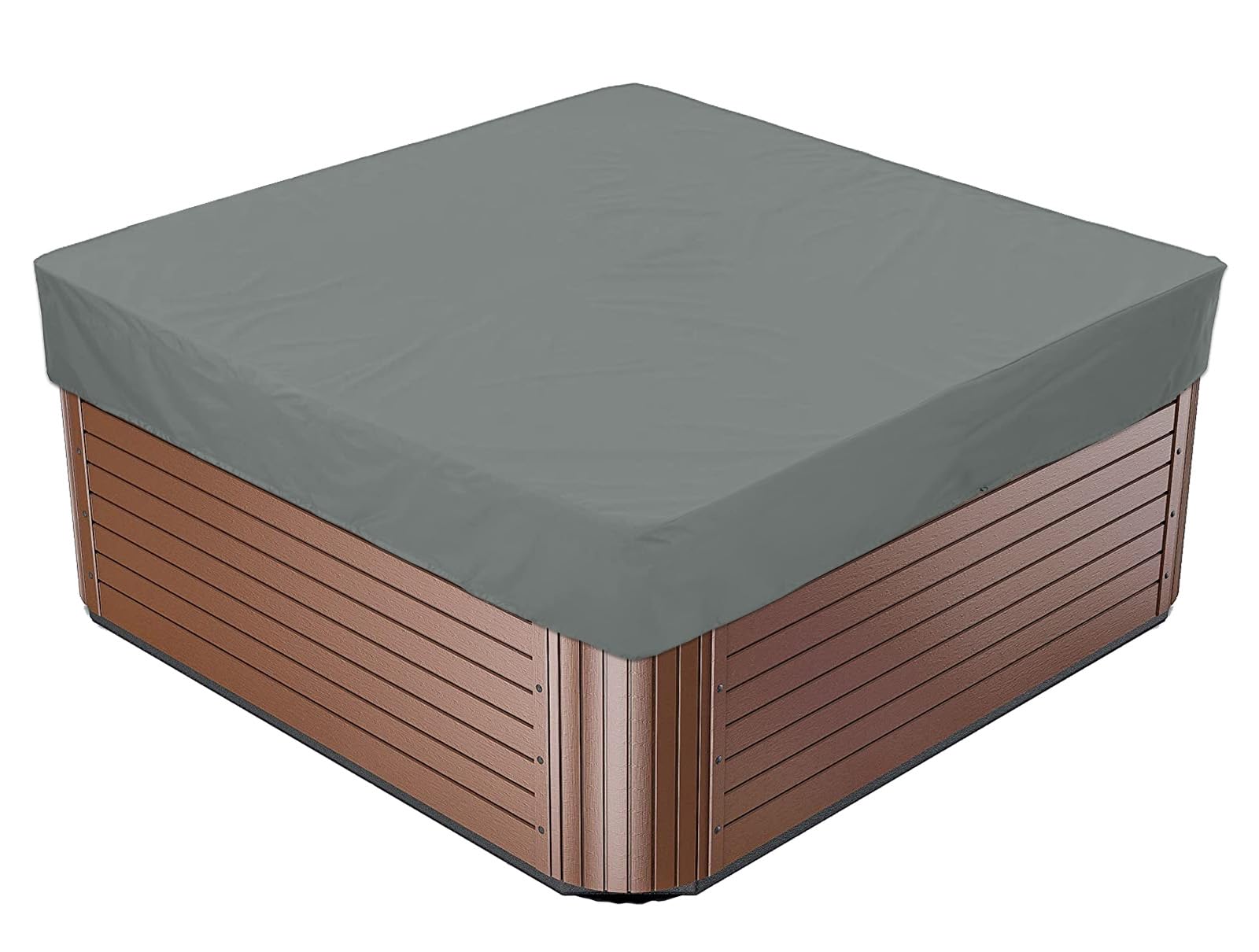BaCover Square Hot Tub Cover, 210D Oxford Waterproof Dustproof SPA Cover Protector Outdoor Furniture Covers for Hot Tub,Grey,244x244x30cm