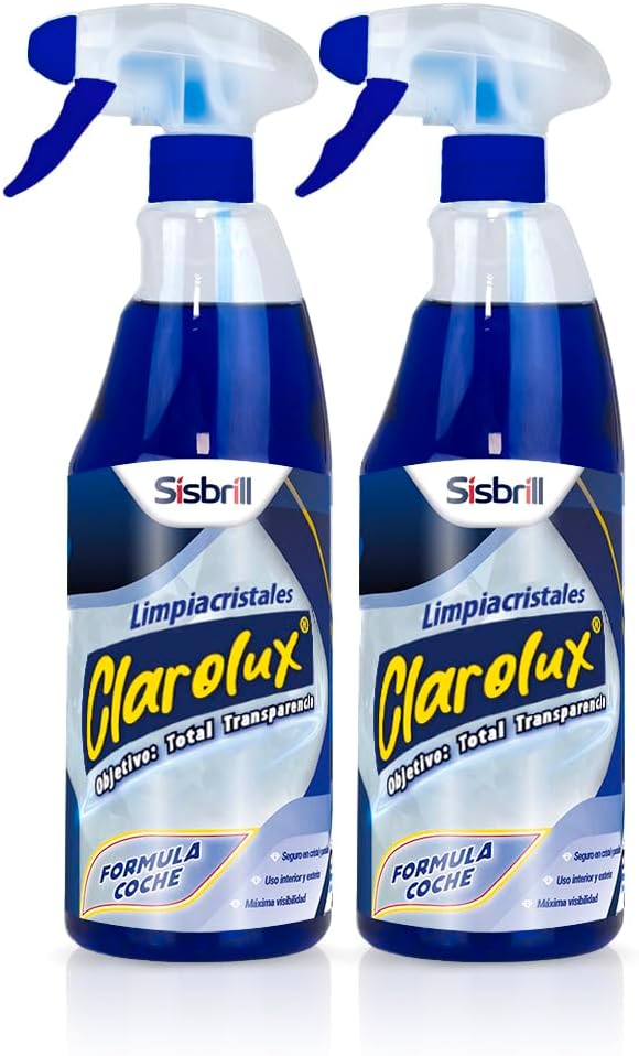 Sisbrill Clarolux Car Window Cleaner Without Marks – Thoroughly Cleans and Prevents Scratches on the Windscreen – Spanish Labels – Pack of 2 Units