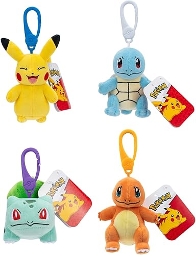 Pokémon Clip on 10cm Plush - Pikachu, Squirtle, Charmander, Bulbasaur: juguete o