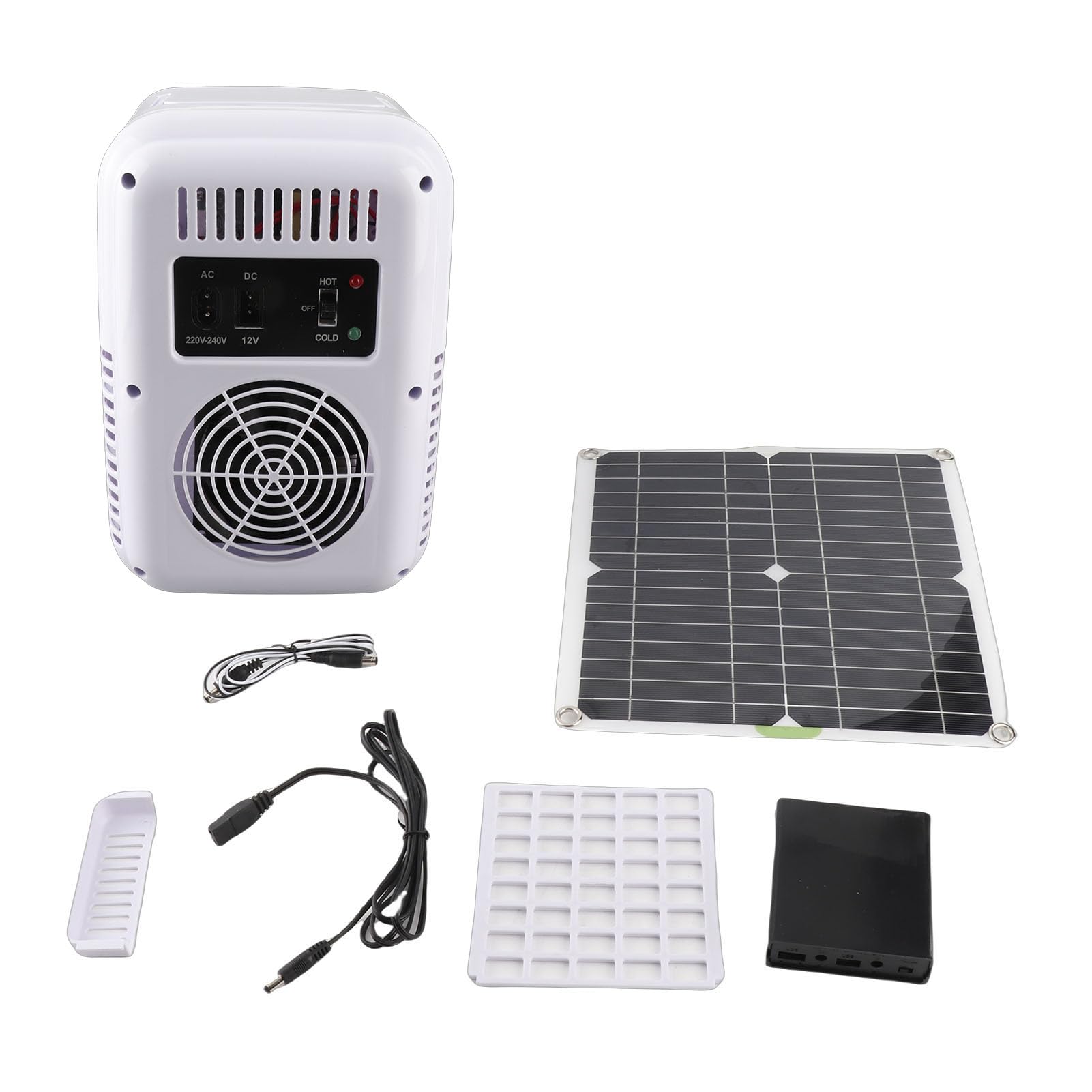 Annadue Pannello Solare Monocristallino 50W DC18V per Frigorifero | Mini frigorifero portatile con scatola batteria, cavo di collegamento, per campeggio, auto, camper, barca, attività