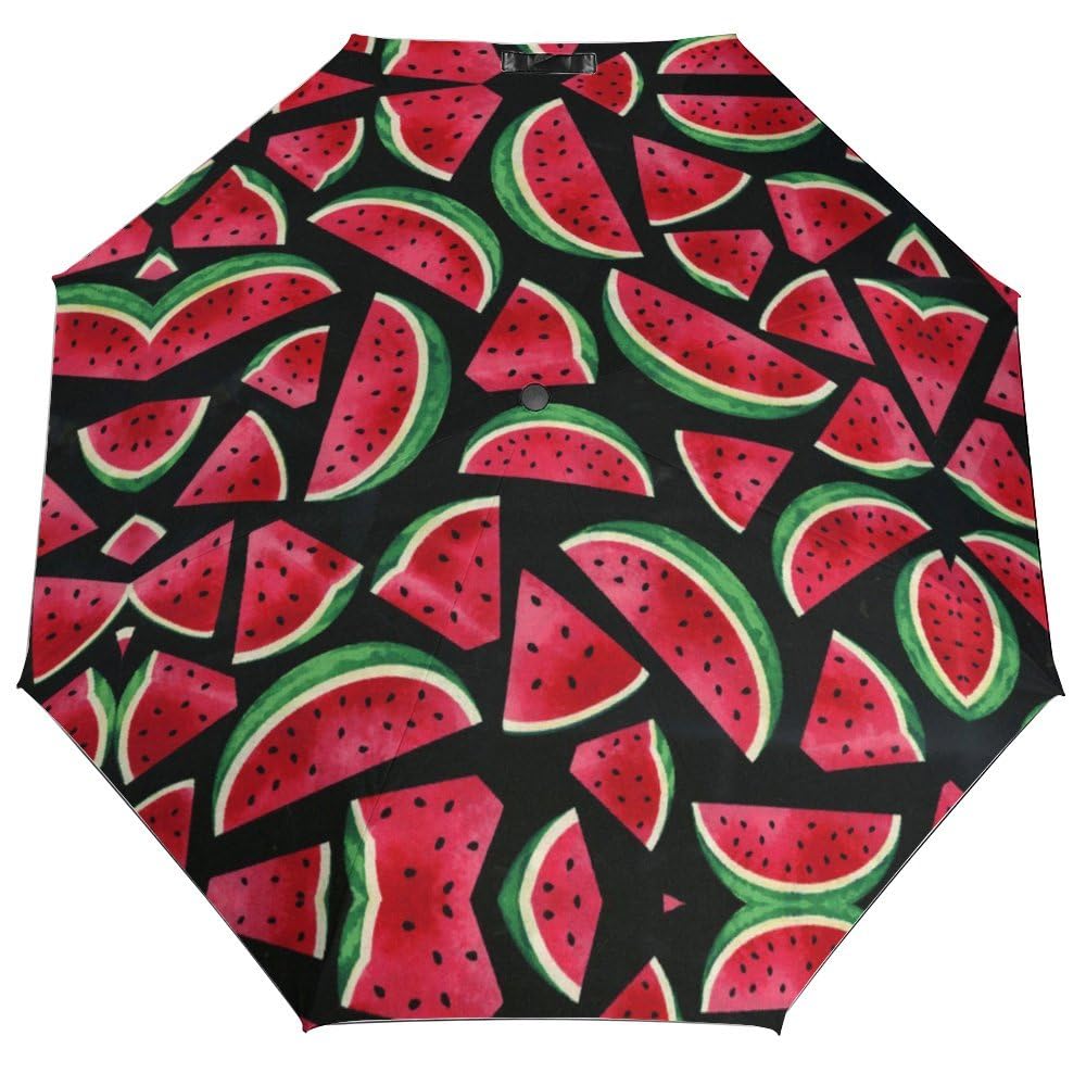 Qjjinxior Folding Umbrella, Red Watermelon Umbrella, Travel Umbrella Auto Open And Close for Windproof, Rainproof