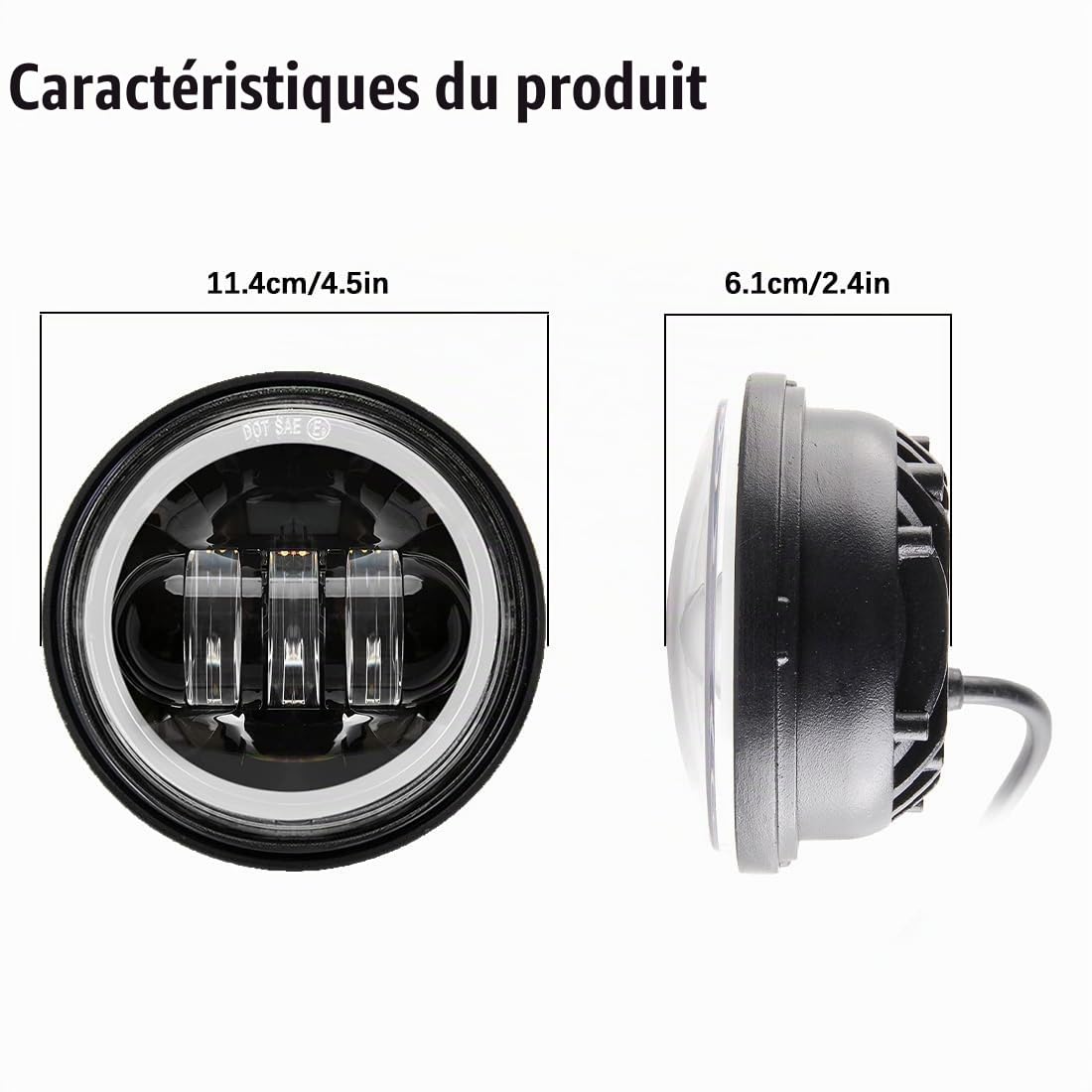 1 paire 4,5 pouces antibrouillard à led avec des yeux d'ange fit pour Electra Glide 1998-2015(noir) | Lot de 2. Compatible Electra Glide 1998-2015. Noir. Facile à installer. Haute luminosité LED