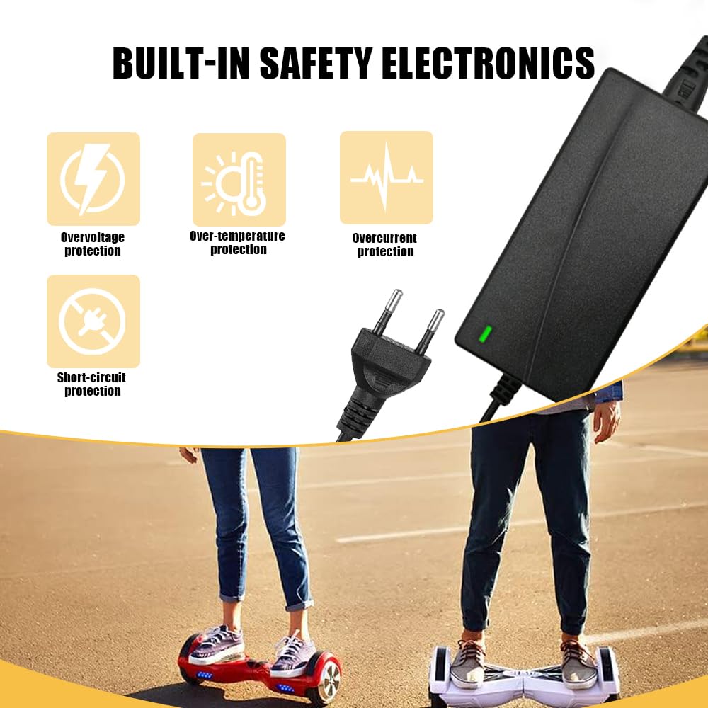 Hoverboard kabel do ładowania, XPJBKC 42 V, 2 A, ładowarka do deskorolki elektrycznej, kabel do ładowania z wyświetlaczem LED, 36 V, ładowarka do deskorolki samobalansującej, 3 otwory