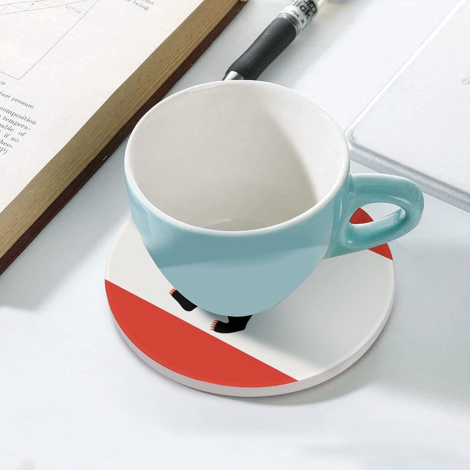 Flag of Berlin Round Ceramic Coasters Print Drinks Absorbent with Cork Base for Home Decor Gifts 4 Inch