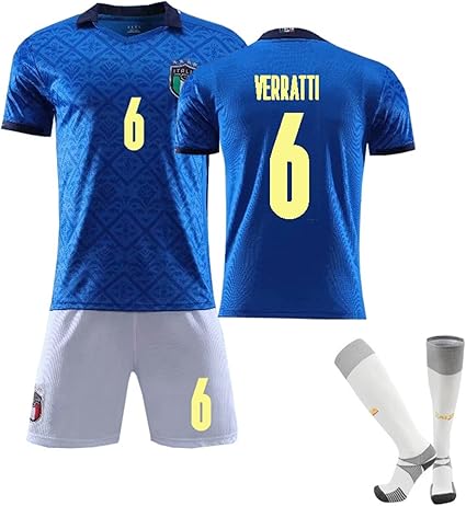 Amazon Co Jp サッカースーツ ユニフォーム マルコ ヴェラッティ ユニフォーム 背番号6 イタリア代表サッカーチーム Marco Verratti No 6 サッカーユニフォーム子供大人用 靴下持参してください 練習着フットボールジャージ Size Small スポーツ アウトドア