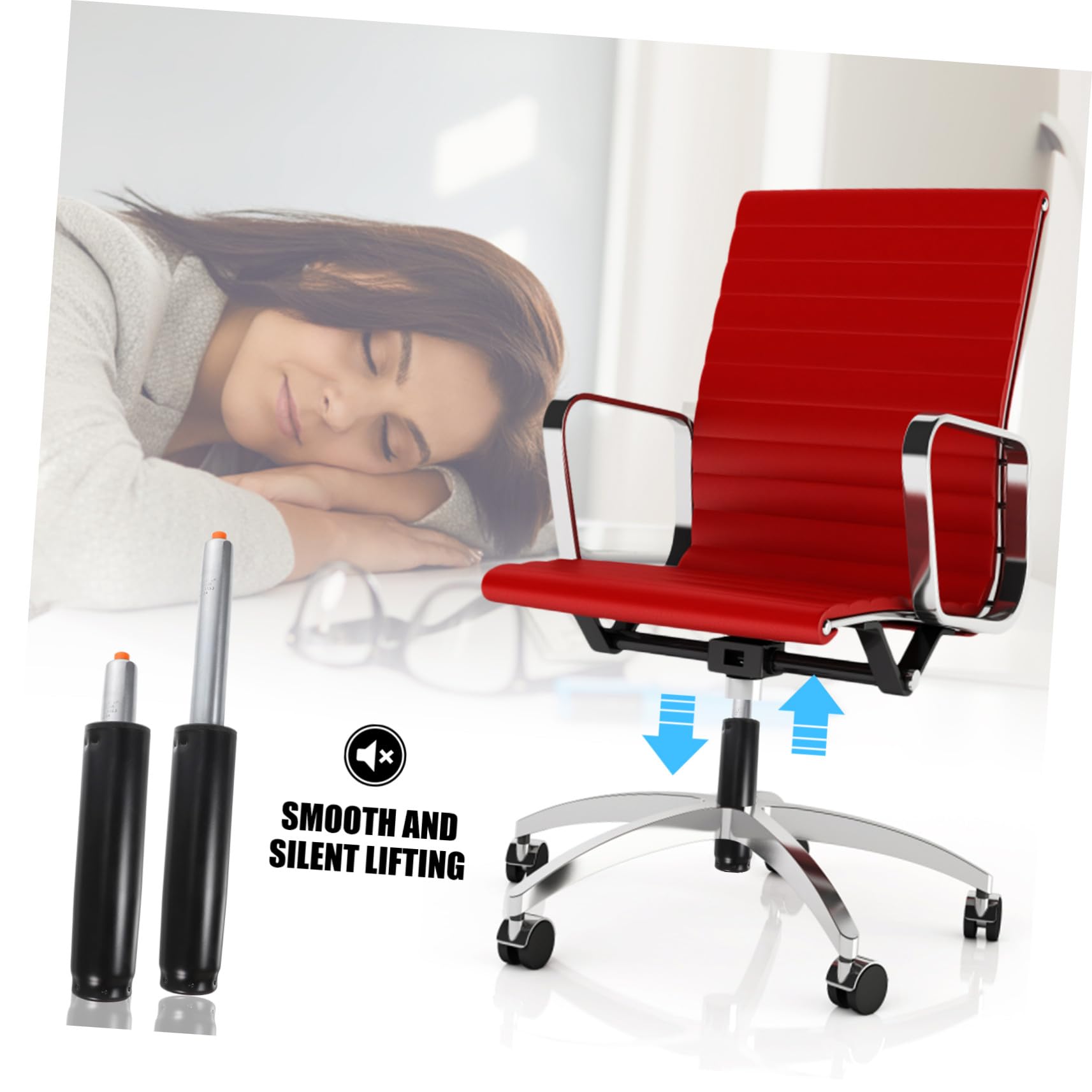 Zerodeko Vérin à Gaz Robuste pour Chaise Bureau Cylindre de Levage Silencieux Acier Inoxydable Rechange pour Chaises de Bureau Exécutives et Sièges Mobiles
