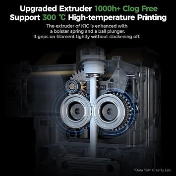 Creality K1C 3D Printer, 3D Printers with 600mm/s Fast Printing Speed, Support Carbon Fiber Filament 300C High-Temp Print, Auto Leveling and Clog-Free Direct Extruder 8.66x8.66x9.84 inch