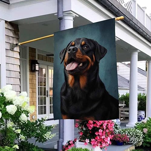 Miniatura 4 de AOYEGO Bandera de casa para perros Rottweiler de 28 x 40 pulgadas, grande, vertical, de doble cara, tricolor, retrato sobre papel grunge de color
