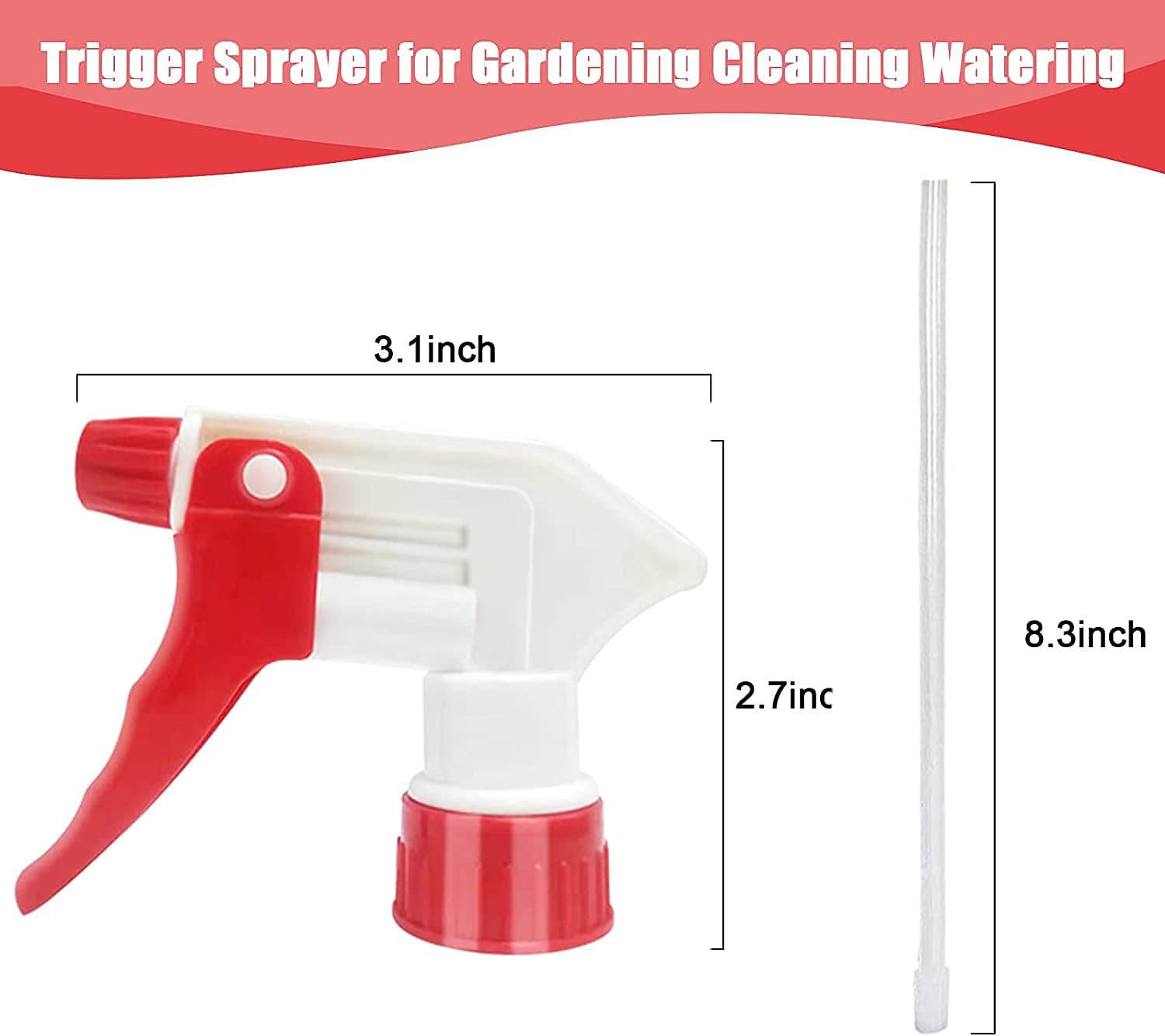 Cosywell Plastic Spray Bottle Nozzle Heavy Duty Spraying Bottle Replacement Part Leak Proof Mist Water Bottle Spray Nozzle for Chemical Cleaning Solutions All-Purpose Adjustable Head Sprayer 4PCS (Red)