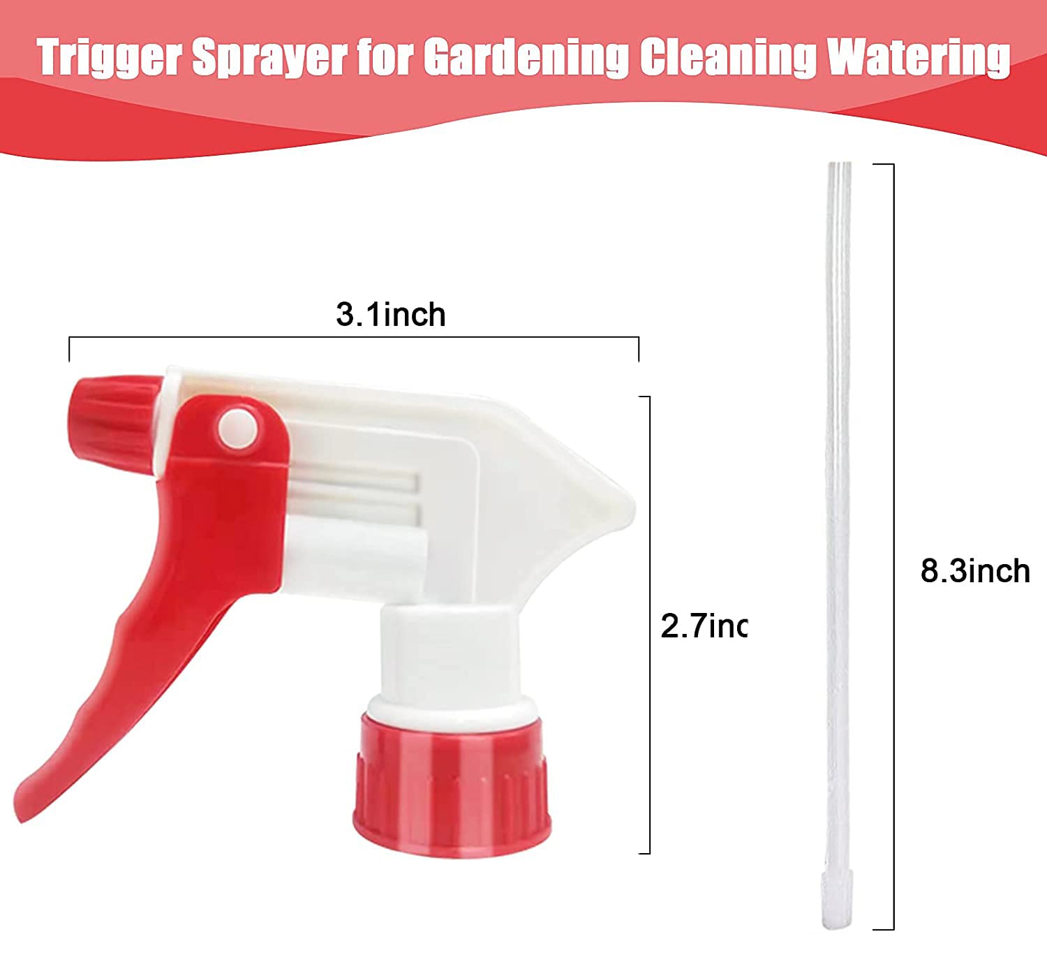 Plastic Spray Bottle Nozzle Heavy Duty Spraying Bottle Replacement Part Leak Proof Mist Water Bottle Spray Nozzle for Chemical Cleaning Solutions All-Purpose Adjustable Head Sprayer 4PCS (Red) image 2