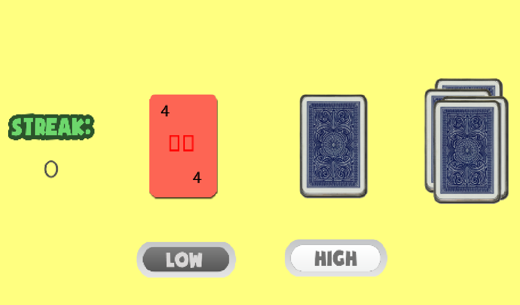 Cards game High Low App on Amazon Appstore