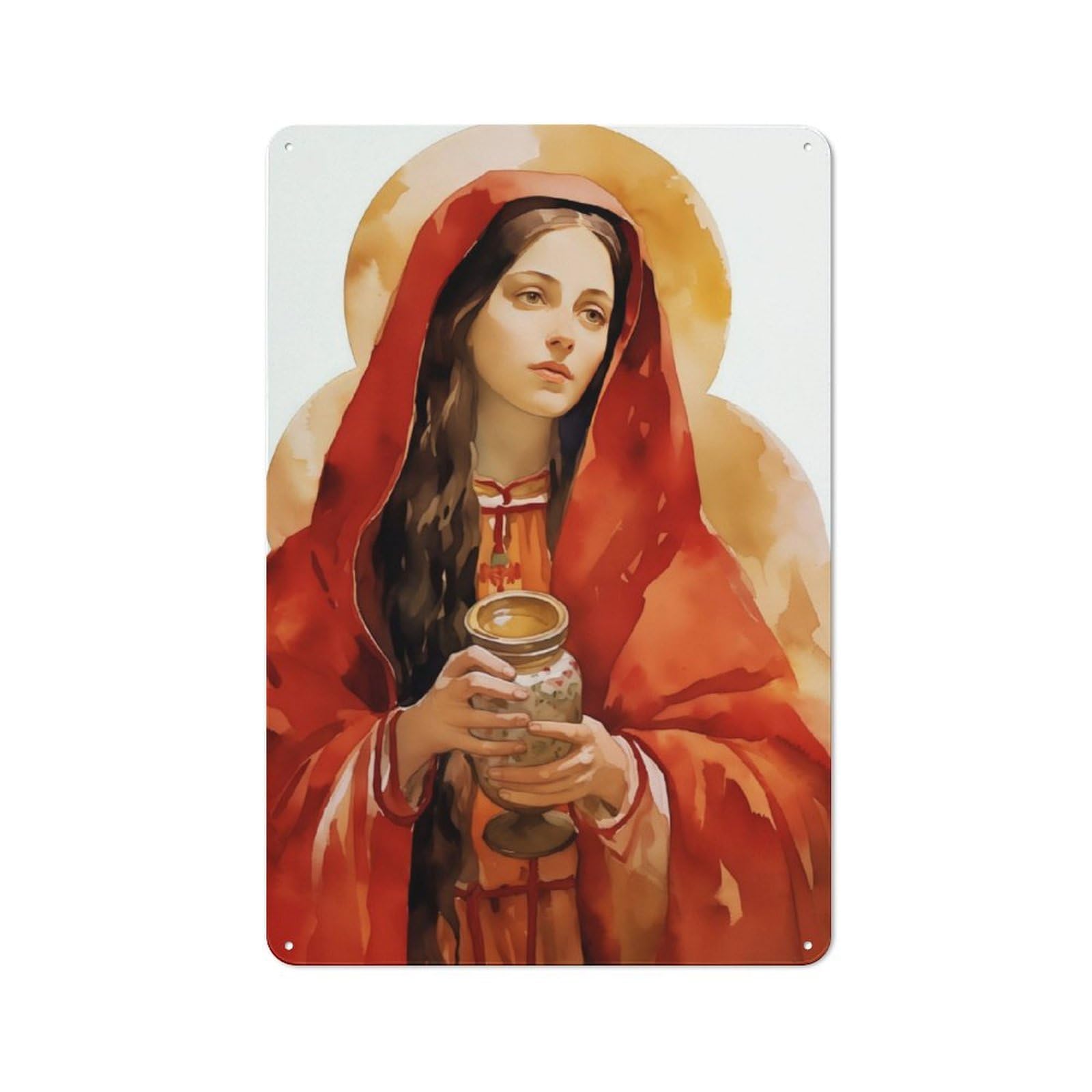 Junmoney Saint Mary Magdalene Divine Feminine Paintin Loft Style Metal Wall Sign 30X20cm Featuring G, Studio Wall Art For Loft, Studio, Office Or Creative Room