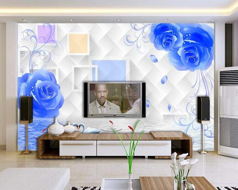 Amazon ブルー ローズ 3d ウォーターライン ステレオ テレビの背景 壁 背景 絵画 カスタム壁紙 3d 写真 壁画 不織布壁紙 150cmx105cm 59 1x41 3インチ 壁紙