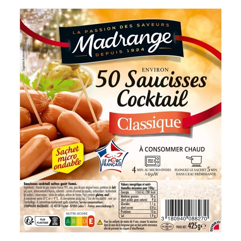 MADRANGE SAUCISSES COCKTAIL CLASSIQUE X50 425G - MADRANGE - LOT DE 3 - Offre Special